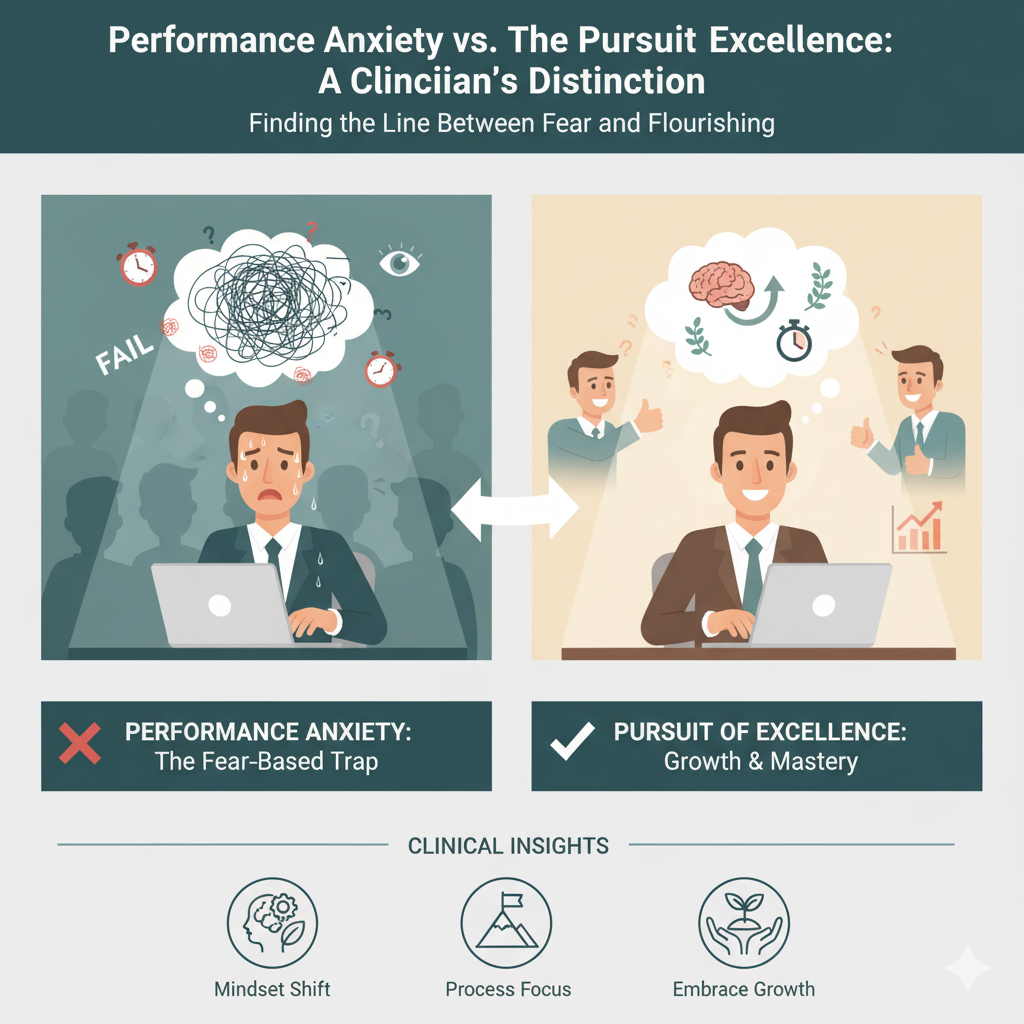 Performance Anxiety vs. The Pursuit of Excellence: A Clinician’s Distinction 🏅🛑